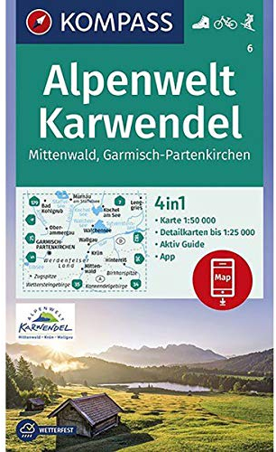 Alpenwelt Karwendel - Mittenwald - Garmisch-Partenkirchen: Wanderkarte mit Aktiv Guide, Radrouten und Skitouren. GPS-genau. 1:50000 (KOMPASS Wanderkarte, Band 6)