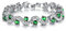 Crystalline Azuria Donna 18ct Placcato Oro Bianco Bracciale Tennis con Verde Smeraldo simulato Cristalli di Zirconi 18 cm