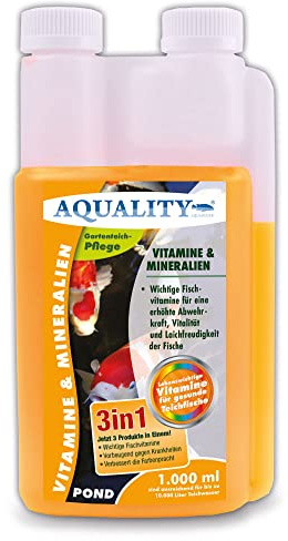 AQUALITY Gartenteich Vitamine & Mineralien Pond 3in1 (Lebenswichtige Fischvitamine für eine erhöhte Abwehrkraft, Vitalität und Laichfreudigkeit), Inhalt:1 Liter