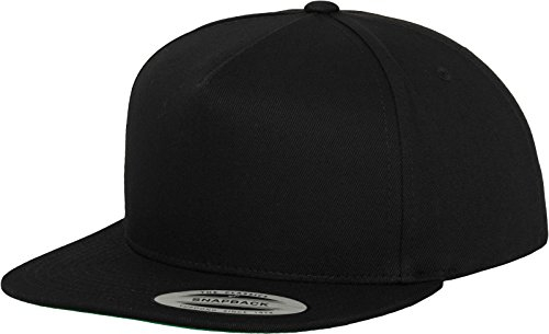 Flexfit Unisex Kasket klassisk 5 panel snapback M tze, Schwarz, Einheitsgröße EU