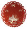 QHS Weihnachtstischdecke-Accessoires – rund 60 cm – Rentier mit weihnachtlicher Landhausstickerei (rot)