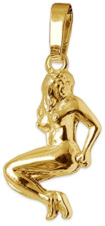 CLEVER SCHMUCK Goldener kleiner Sternzeichen Anhänger Jungfrau 15 x 10 mm glänzend beidseitig plastische Form 333 Gold 8 Karat im Schmucketui creme