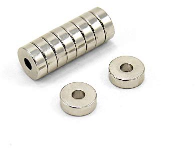 N42 Imanes de Neodimio Para Electrodomésticos Cotidianos Como Aspiradoras, Motores, Generadores Y Ejes de Rotor - 12mm O.D. x 4mm I.D. 4mm de Espesor - 2,5kg de Tirón - Paquete de 10