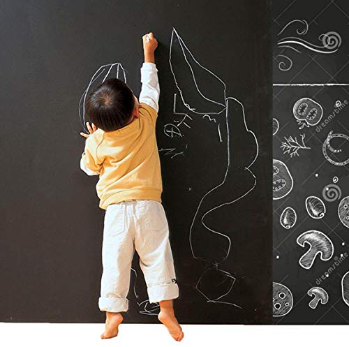 Tafelfolie, Cusfull Multifunktions Tafel Aufkleber Wand-Aufkleber selbstklebend Tafelfolie Tafel Kontakt Papier Wandtattoo kinderzimmer Büro Tafel Aufkleber in 2 Farben (90x200cm, Schwarz)