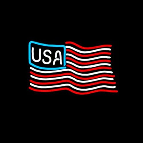USA Real Glass Neon Light Sign Home Beer Bar Pub Recreation Room Game Room Windows Garage Wall Store Sign (17x 14 Large)