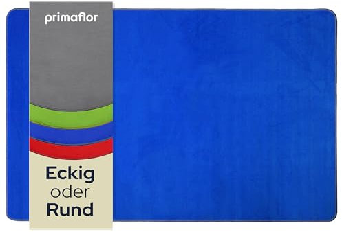 Primaflor Kinderteppich Einfarbig - SITZKREIS - Blau - 140x200 cm - Velour-Kurzflor-Teppich für Kinderzimmer, Kindergärten und Schulen - Hochwertiger Spielteppich