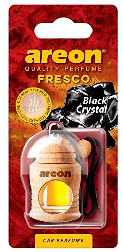 AREON Fresco Auto Duft Schwarzer Kristall Hängend Glas Duftflakon Flakon Holz Anhänger Spiegel 4ml (Pack x 1)