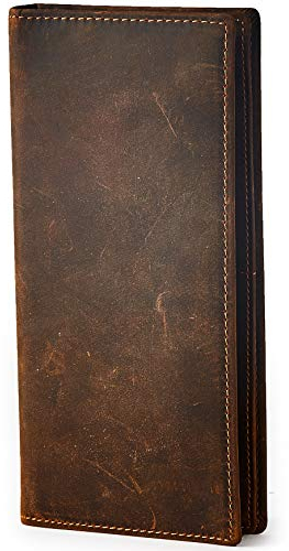 BRASS TACKS Leathercraft Portefeuille Homme en Cuir Véritable Porte Original Portefeuille Long (Marron foncé)