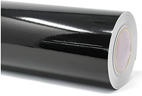 Finest Folia (7€/m² Plotterfolie Möbelfolie glänzend Glanz Klebefolie Küchenfolie selbstklebende PVC Folie 63cm Medienbreite (070 Schwarz, 5 Meter)