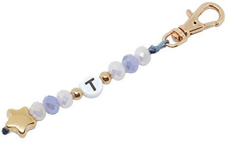 Selfmade Jewelry Porte-clés étoile en or rose pendentif lettre fait main boîte cadeau incluse (T), 7,5 cm