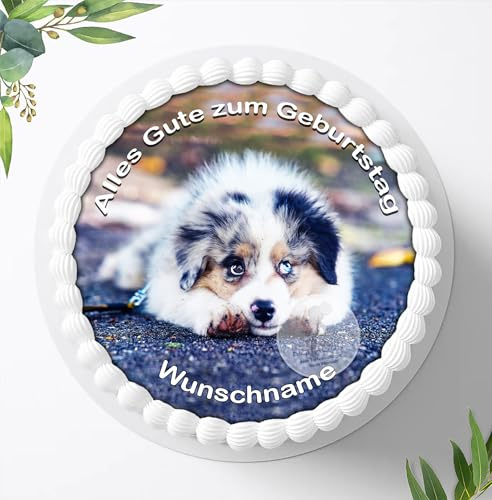 Hunde Tortenaufleger Tortenbild mit oder ohne Wunschname Geburtstag Fondant Zuckerpapier Ø 20cm / 1615a