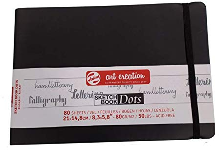 Talens Art Creation Paper - Gepunktetes Skizzenbuch A5 14,8 x 21 cm - 80 Blatt 80 g/m² - cremefarbene Seiten mit Lesezeichen und Gummibandverschluss - ideal für Bullet Journaling und Skizzen