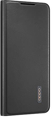 OPPO - Étui Flip Cover pour Smartphone OPPO A15, Protection Téléphone Portable, Rabat Ouverture Latérale, Porte-Carte 2 Emplacements, Prise en Main Confortable, Position de Maintien, Noir