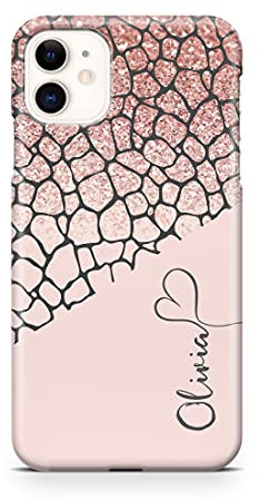 iCaseDesigner Personalised Animal Print Custom Name Phone Case Compatible with iPhone 11 Pro. 9. Giraffe Print Rose Gold