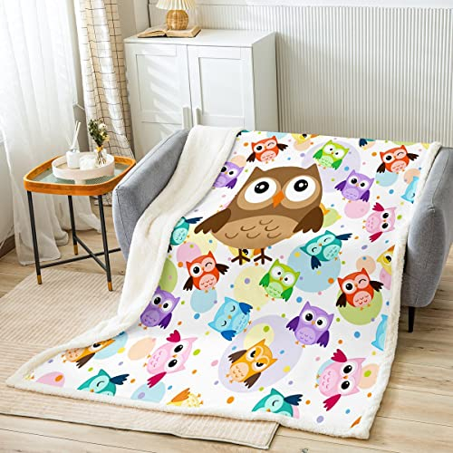Loussiesd Kinder Süße Eule Wohndecke Karikatur Eulen Decke 150x200cm für Kinder Jungen Mädchen Jugendliche Dekor Bunte Vogel Dekor Kuscheldecke 3D Tier Gedruckt Flanell Fleecedecke
