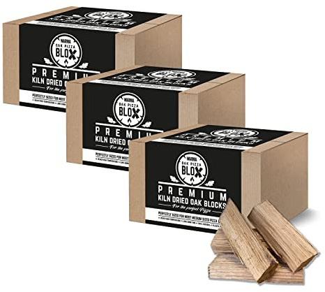 3 x Boxes Premium Warma Pizza Blox Hardwood Kiln Dried Blocks Logs Fuel - Suitable for Ooni Uuni Nero Dellonda Portable Pizza Ovens Outdoor Garden BBQ Barbecue Fire Pit Wood Burner Stoves