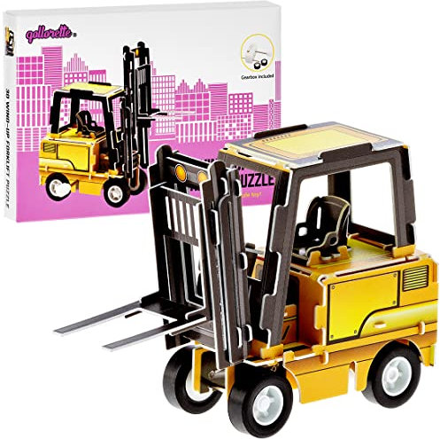 qollorette Jouet a Remonter Puzzle 3D Engins de Chantier Jouet Chariot Elevateur Jeux Construction Enfant - Mini Maquette Véhicules pour Enfants Activites Manuelles