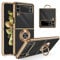 YINLAI Samsung Galaxy Z Flip 3 Case Soft Silicone TPU Slim Case with Gold Magnetic Ring Holder Shockproof Women Protective Girls Case Cover for Samsung Galaxy Z Flip 3 5G, Black