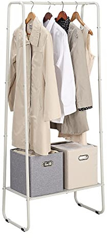 SunnyPoint Freestanding Clothes Garment Rack, Organizer Closet (WHT)