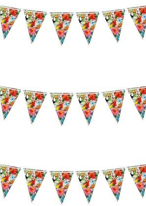 FIESTAS GUIRCA | Hawaii Wimpelgirlande (3m/19x27 cm) - Papierdekoration für Abschlussfeiern und Sommerpartys - Ideal für Hawaiianische Feiern und Strandthemen - Bunt