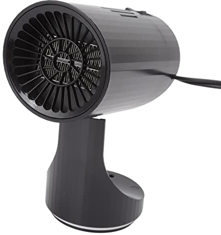 Calentador de Coche Portátil Desempañador de Coche Descongelador con Base Giratoria de 360° Enchufe en Encendedor de Cigarrillos(12V 200W)