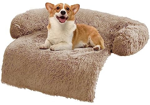 ANWA Hunde-Sofa-Matte, weicher Plüsch, Couchbezug für Hunde, Hundematte für Möbel, Haustier-Sofa-Matte für Hunde, Hundemöbelbett, Sofakissen, waschbar, Hundebett-Matten, 94,4 x 94,4 x 15,2 cm