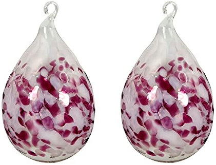 Lauschaer Glas Ostereier aus Glas mit Granulat Verschiedene Größen und Sets mundgeblasen handgeformt (2, opalweiß mit rubinrot)