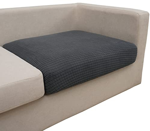 Eismodra Sofabezug,Sofa Überzug 3 Sitzer,Stretch Sitzkissenbezug,Couch Überwurfdecke Sofaschoner Sofaüberwurf,Elastischer Bezug Cover für L Form,Dunkelgrau,Länge 65-95cm(1 Stück)