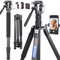 ARTCISE - Carbon fiber tripod with mini 2-way video head, 76.4 inches, 194cm high, lightweight, monopod accessory, threaded hole design, DSLR load up to 33.1lb/15kg