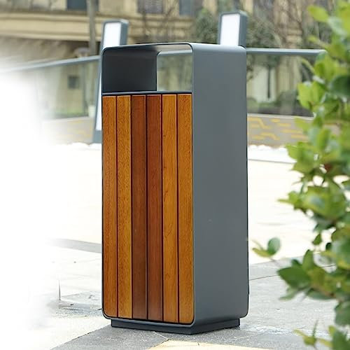 NOLLAM Mülltonnenbox Großer Stahl-Holz-Mülleimer Für Den Außenbereich, 2 Eingänge, Schrank Zum Mülltrennen, Mülltonne Abfalleimer Abfallbehälte Im Freien, Abfalltonne Wetterfest