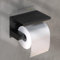 husman® Toilettenpapierhalter ohne Bohren | Klorollenhalter aus hochwertigem Edelstahl Matt-Schwarz mit Ablage | Toilettenpapierhalter schwarz Klopapierhalter ohne Bohren WC Papier Halterung