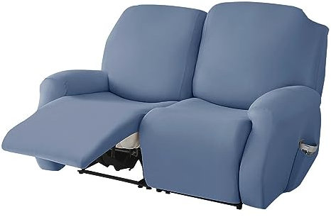 Highdi Stretchhusse für Relaxsessel Komplett Sesselschoner, Stretch Relaxsessel Bezüge - Einfarbig Elastisch Sesselbezug für Fernsehsessel Liege Sessel (grau Blau,2 Sitzer)