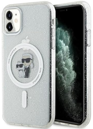 Karl Lagerfeld KLHMN61HGKCNOT Hülle für iPhone 11 / Xr 6.1 transparent hardcase Karl&Choupette Glitter