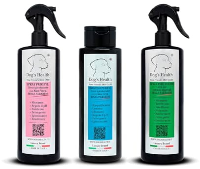 Dog's Health - Hygiene-Set für Hunde, 500 ml – Trocken-Shampoo für Hunde, Desinfektionsspray und Shampoo für Hunde zur Reinigung von Ohren und Pfoten und zur Reinigung des Intimbereichs des Hundes,