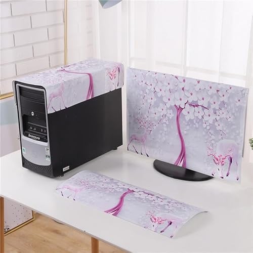 Hixingo 3 Pieces Set Computer Dirt-proof Cover, Desktop PC Dust Cover Protector Computer Screen Display Protective for 19-32 inch PC, Desktop and TV (Sika deer,24 inches)