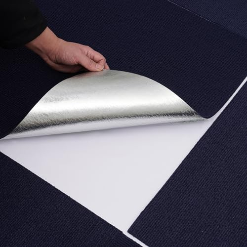 15 Stück Teppichfliesen selbstklebend, 60x60cm Bodenbelag Selbstklebend Gewerbe Teppichboden für Hause Büro (Dunkelblau)