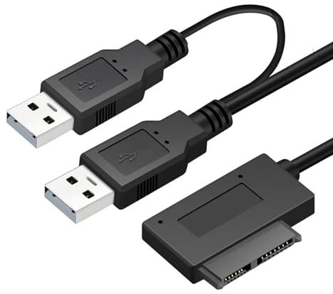 Plyisty Câble Adaptateur USB 3.0 vers 7 + 6 13 Broches Slimline SATA, Câble USB 2.0 vers SATA, échangeable à Chaud, pour Lecteur Optique CD/DVD ROM D'ordinateur Portable