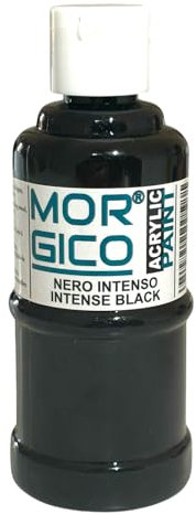 MORGICO Vernice Acrilica Professionale 120 ml | Nero Intenso - Ideale per Legno, Tela, Tessuti, Pelle e Pietra - Colori per Dipingere per Artisti e Hobbisti (nero)