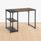 FurnitureR Kompakter Schreibtisch für das Heimbüro mit Regal - Retro-Stil, 100 cm Länge, Schwarz Braun, 100x48x74CM