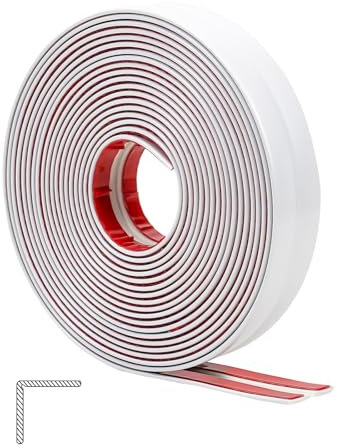 ZOWZOW Zierleisten Selbstklebend, 2 cm ×6,1m Kantenschutz Leisten, Selbstklebende Dekorleisten Wandleisten, L-förmiger Eckenschutz Flexible Eckverkleidung für Möbel Küchenarbeitsplatte Weiß(Bemalbar)