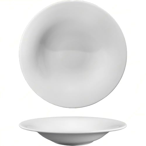 Sicignano | Piatto Fondo Porcellana Bianco Rotondo cm 26 Napoli Pasta B-Bowl per Primi Piatti, Resistente, Lavabile in Lavastoviglie, Adatto per Microonde, Made in Italy