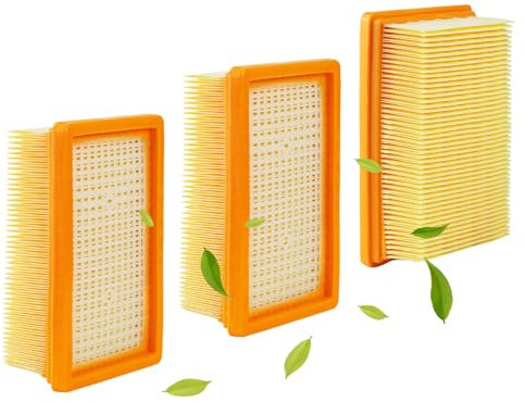 3 Piezas Filtro Aspiradora para Karcher Kit, para Karcher WD4/WD5/WD6/MV4/MV5/MV6 Filtro de Pliegues Plano, para Olores y Contra Polvo Fino