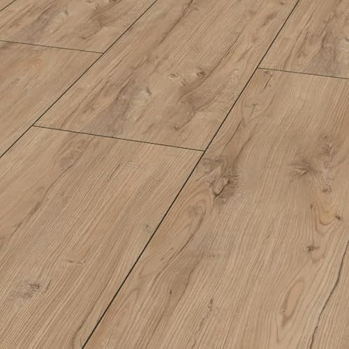 HORI® Laminat-Boden Dielen Bodenbelag XXL - Hochwertiger Laminatboden für eine moderne Raumgestaltung | Strapazierfähig und pflegeleicht | viele Dekore wählbar | | 1380 x 326 mm | Kastanie