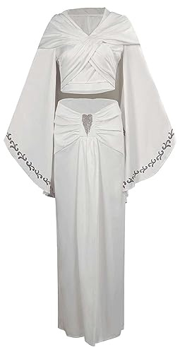 KoleGoe Women's Cosplay Prinzessin Leia Kleid Kostüm mit Gürtel Halloween Cosplay Kleid Set