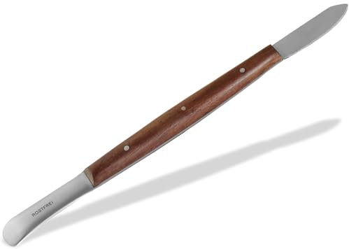 Profi Hufkratzer Hufmesser Spitz/Rund für Pferde Esel Ziegen zur Hufpflege Hufinstrument Klauenmesser Hufschaber Hufauskratzer mit Holzgriff - Rostfreier Spezialstahl