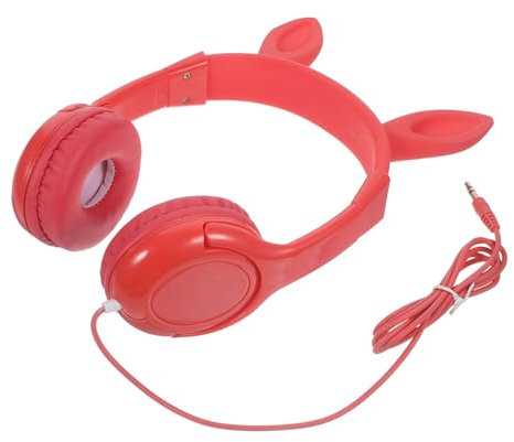 Housoutil Cat Ear Headphones Bunny Headphone Headset Wired over Ear Headphones Wire Headphone Gaming Earphones Child Headphones Wired Earphones Wired Headphones Pink