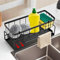Spüle Küchen Organizer, Spülbecken Organizer Schwarz, Schwammhalter Spüllappenhalter, Küchen Organizer Spüle mit Abtropfschale, Badezimmer Spüle Organizer mit Spültuchhalter für Küchen Duschraum