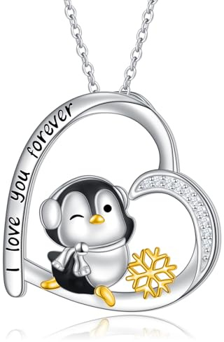 HOOHWE Meerschweinchen/Pinguin Halskette für Damen 925 Sterling Silber Tier Halsketten mit Anhänger Kette Schmuck Geschenke für Frauen Mädchen