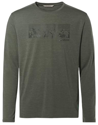 VAUDE Herren Baselayer Rosemoor Ls T-Shirt III, leicht und trotzdem angenehm wärmend, plegeleicht und schnelltrocknend, Khaki, 3XL
