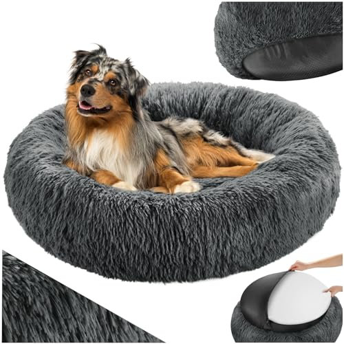 tectake® Hundebett für kleine, mittelgroße oder Grosse Hunde oder Katzenbett, Boden Hundekissen waschbar, Hundekorb flauschig, Plüsch Kissen Hundekörbchen, Hundeliege Outdoor, Hundezubehör (Ø 80cm)